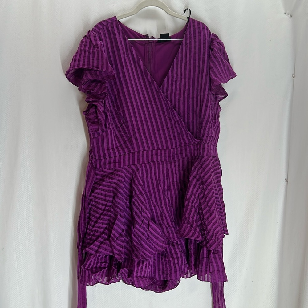 City Chic Purple Striped Jumpsuit